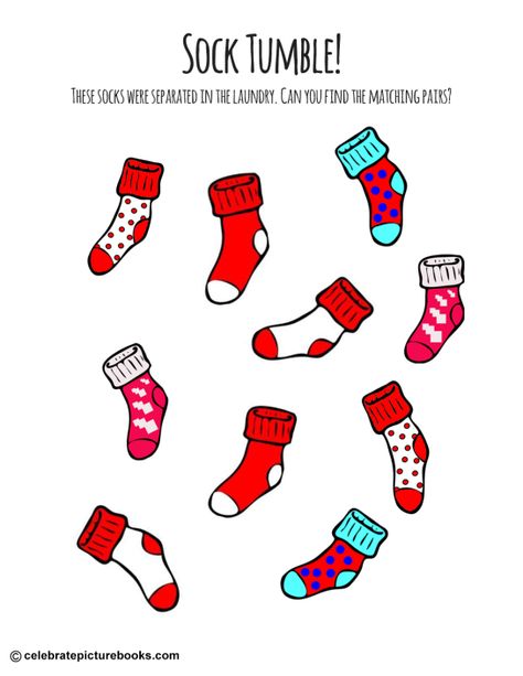 Sock Tumble Matching Game | Bear Jokes, Toddler Shows, Rhyming Games, Library Bookshelves, Lost Socks, Red Socks, Matching Pairs, Gender Neutral Clothes, Book Sites