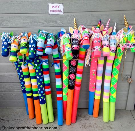 Kentucky Derby Games For Kids, Kentucky Derby Party Ideas For Kids, Train Vbs, Diy Stick Horse, Pool Noodle Horse, Noodle Horse, Butter Tea, Derby Ideas, Horse Birthday Parties