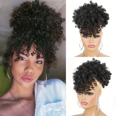 Pony Tails, Ponytail With Bangs, Afro Puff Ponytail, Curly Drawstring Ponytail, Curly Hair Pieces, Puff Ponytail, Short Ponytail, Curly Bun Hairstyles, Hairpieces For Women