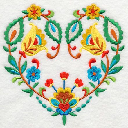 Folk Art Heart in Bloom design (L3838) from www.Emblibrary.com Folk Art Tattoo, Folk Art Heart, Swedish Folk Art, Bloom Design, Freestanding Lace Embroidery, Fiber Art Quilts, Art Heart, Sewing Appliques, Decorative Stitching