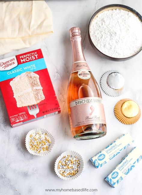 Easy Champagne Cupcakes, Pink Champagne Cupcakes With Box Cake, Moscato Cupcakes Box Cake Mixes, Champagne Cake Recipe With Box Cake, Pink Champagne Cake With Box Cake, Strawberry Champagne Cupcakes, Champagne Cupcakes With Box Cake, Champagne Bottle Cake, Moscato Cupcakes