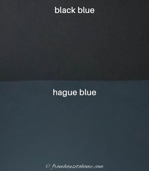 Farrow & Ball black blue and hague blue Dark Blue Farrow And Ball Paint, Farrow And Ball Hague Blue, Farrow And Ball Hague Blue Bedroom, Farrow And Ball Hazy Blue, Hauge Blue Paint Farrow And Ball, Blue Home Offices, Stiffkey Blue, Office Paint Colors, Hague Blue