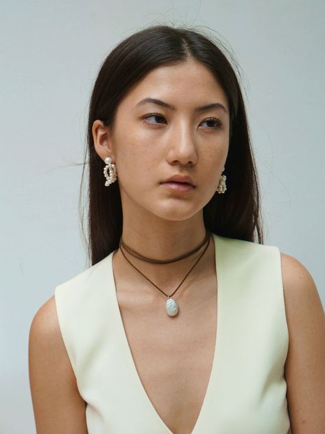 Twisted cord, 43" Sterling silver and freshwater pearl Option to get a second cord to interchange with pearl charm  Handmade to order Chord Necklace, Necklace 2023, Brighton Townhouse, 2022 Image, Jewellery Shoot, Face References, Practical Style, Chunky Pearls, Jewellery Necklaces