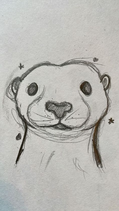 Cute Otter Drawing Easy, Drawing On School Work, Sketch Book Inspiration Easy, Sea Animal Drawings Easy, Drawing Inspo Aesthetic Easy, Cute Sketches Aesthetic Easy Simple, How To Draw Otter, Art Sketches Pencil Creative Easy Ideas, How To Draw An Elephant