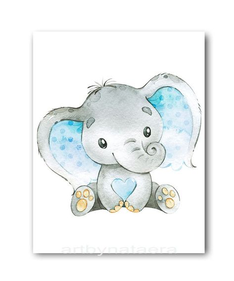 Baby Boy Elephant Nursery, Nursery Ideas Boy, Baby Room Prints, Baby Boy Nursery Art, Elephant Wall Decor, Baby Nursery Prints, Art Sets For Kids, Baby Print Art, Elephant Poster