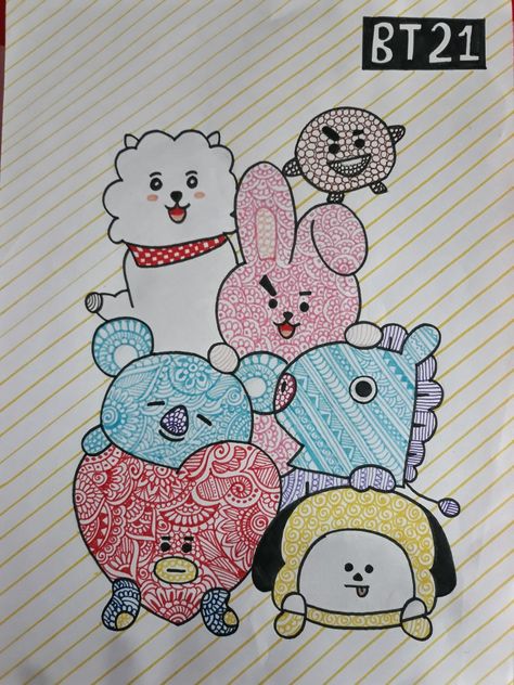 For our bts army! Mandalas, Bts Doodles Easy, Quotes With Doodles, Bts Drawings Easy Cute, Bts Mandala Art, Doodle Art Drawing Creative, Bts Doodles, Anniversary Crafts, Mandela Art