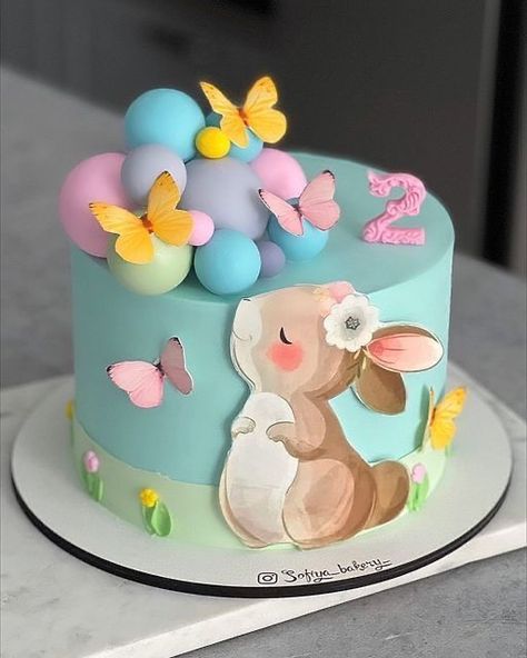 Rabbit Birthday Cake, Spring Cake Designs, Cake Rabbit, Bunny Cakes, Cake Designs For Girl, Sprinkles Birthday Cake, Cake Designs For Kids, Pig Birthday Cakes