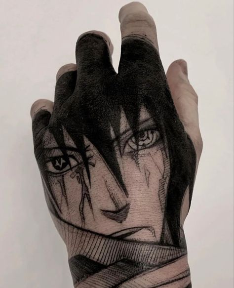 Naruto Hand Tattoo, Kakashi Tattoo, Simple Hand Tattoos, Tato Henna, Hand And Finger Tattoos, Pretty Hand Tattoos, Work Tattoo, Clever Tattoos, Naruto Tattoo