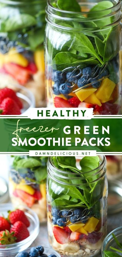 FREEZER GREEN SMOOTHIE PACKS Heart Healthy Smoothies Recipes, Blendjet Smoothies, Heart Healthy Smoothies, Frozen Smoothie Packs, Heart Healthy Breakfast, Make Ahead Smoothies, Freezer Smoothie Packs, Veg Meals, Harvest Wedding