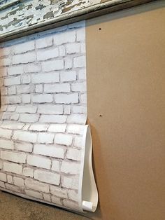 Faux Fireplace Diy Cardboard Christmas, Fireplace With Faux Brick, Faux Fireplace Brick, Brick Faux Fireplace, Brick Wallpaper Fireplace, Diy Faux Brick Fireplace, Faux Brick Fireplace, Diy Fireplace Ideas, Diy Chimney