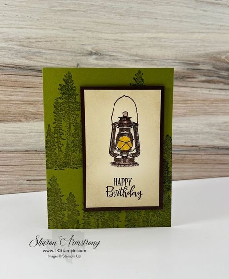 Stampin Up The Great Outdoors Cards, Stampin Up Guy Birthday Cards, Stampin Up Campology Cards, Stampin Up Guy Cards, Stampin Up Campology, Stampin Up Birthday Cards For Guys, Stampin Up Masculine Birthday Cards, Cards For Guys, Happy Birthday Sharon