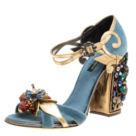 Dolce And Gabbana Blue, Embellished Shoes, Crystal Sandals, Embellished Heels, Stunning Shoes, Sandal Shoes, Crocodile Skin, Unique Shoes, Fashion Heels