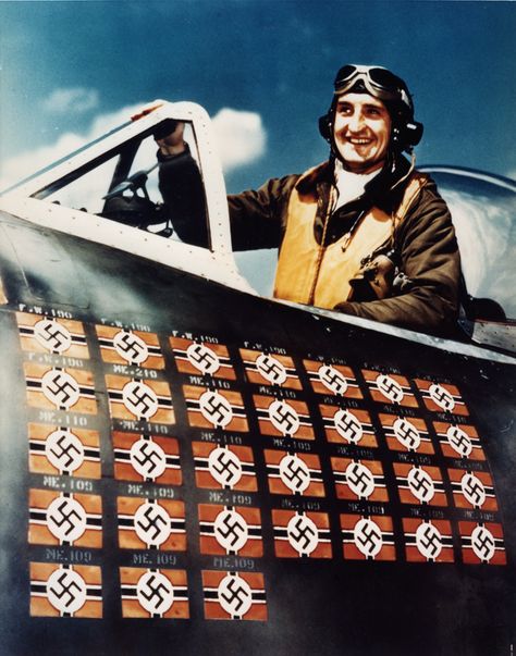 Francis “Gabby” Gabreski was the leading ace in the European Theater with 28 victories, as recorded here on the side of his P-47D. Gabreski was later captured and held in Stalag Luft I. Courtesy of Cory Graff P 51 Mustang, Wwii Fighters, Wwii Plane, American Fighter, Wwii Aircraft, Fukushima, Fighter Pilot, Aviation History, Nagasaki