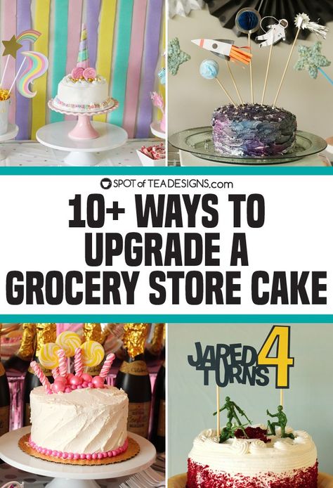 Grocery Store Cupcake Makeover, Grocery Store Cake Designs, Store Cake Makeover, Store Bought Cake Makeover, Grocery Store Cake Makeover, Grocery Store Cake, Dessert Hacks, Printable Food, Icing Design