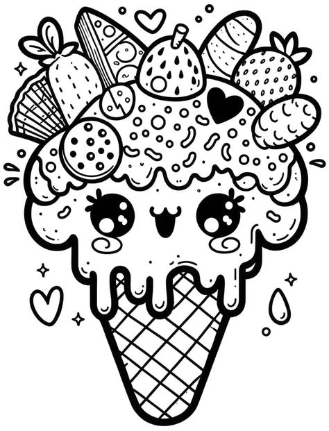 Tela, Doodle Art Colouring Pages, Ice Cream Coloring Page Free Printable, Summer Coloring Pictures, Cute Adult Coloring Pages, Colouring Sheets For Kids, Coloring Sheets Free Printable, Shopkins Coloring Pages, Free Coloring Sheets For Kids