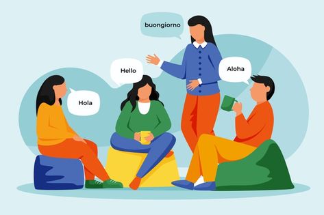 Illustration of people talking in differ... | Free Vector #Freepik #freevector Illustration Of People, Fantasy Poetry, Target Language, Translation Services, People Talking, Language Translation, Different Languages, Modern Romance, First Language