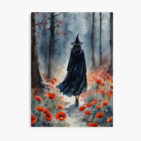 Get my art printed on awesome products. Support me at Redbubble #RBandME: https://www.redbubble.com/i/canvas-print/A-Witchy-in-Red-Poppy-Woods-Witchy-Art-by-Lyra-Witch/153527720.5Y5V7?asc=u Series Painting, Witchy Art, Fantasy Wizard, Stylish Wall Art, Poster Series, Red Poppy, A Witch, Canvas Wall Decor, Featured Art