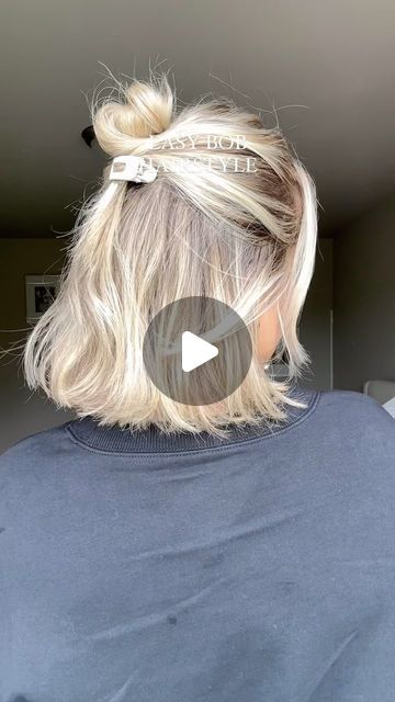 Ways To Style Bob Haircut, Short Bob Hairstyles For Fine Hair, Short Bob Styling Ideas, Bob Hairstyle Tutorial, Bob Styling Ideas, Half Up Half Down Hair Short, Bob Updo Hairstyles, Bob Updo, Blonde Bob With Bangs