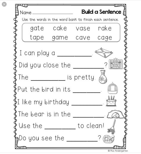 English Worksheets For Kindergarten, Kindergarten Reading Activities, Grammar For Kids, Kindergarten Reading Worksheets, Cvce Words, First Grade Worksheets, English Phonics, English Worksheets For Kids, Phonics Words