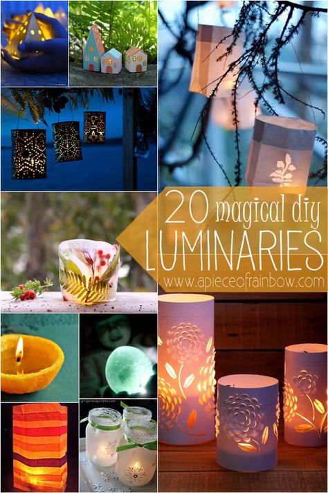 Make Lanterns & Luminaries: 20 DIY | A Piece Of Rainbow Diy Luminaries, Make Paper Lanterns, Luminaries Diy, ขวดโหล Mason Jar, Luminary Diy, Lights Hanging, Paper House, Diy Lanterns, Diy Travel