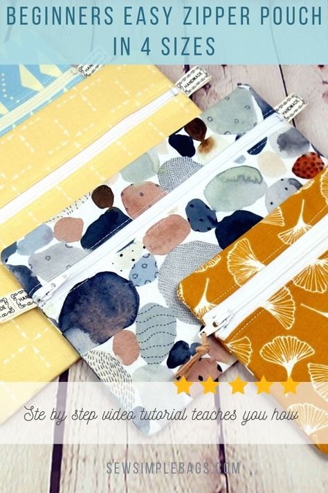 Front Zipper Pouch, Easy Zipper Pouch Tutorial, How To Make Zipper Pouches, Pencil Case Pattern Free, How To Sew A Zipper Pouch, Zip Bag Pattern, Zippered Pouch Pattern, Practical Zipper Pouch For Everyday Use, Zipper Pouches To Sew