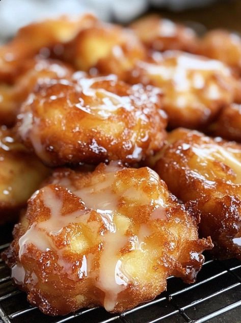 Baked Apple Fritters Warm Baked Apple Fritters, Apple Fritters With Pie Filling, Pear Fritters Recipe, Pioneer Woman Apple Fritters Recipe, Home Made Apple Fritters, Pioneer Woman Apple Fritters, Oven Baked Apple Fritters Recipe, Baked Apple Fritter Bites, Baked Apple Fritters Oven