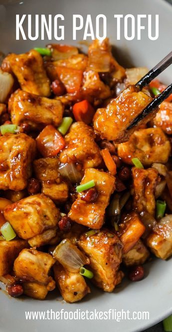 Chinese Tofu Recipes, Vegan Kung Pao, Firm Tofu Recipes, Kung Pao Tofu, Resep Vegan, Tofu Recipes Healthy, Vegan Chinese, Tofu Recipes Vegan, Soy Bean