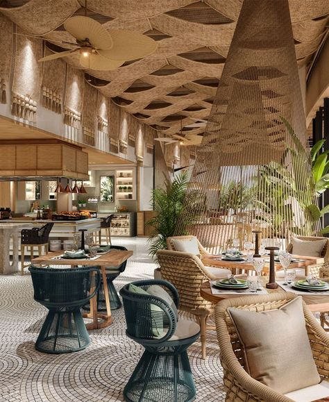 St Regis Red Sea Resort - barefoot luxury interiors Resort Hotel Design, Resort Interior Design, Resort Interior, Desain Pantry, Atami, Sea Resort, Luxury Restaurant, The Red Sea, Resort Design