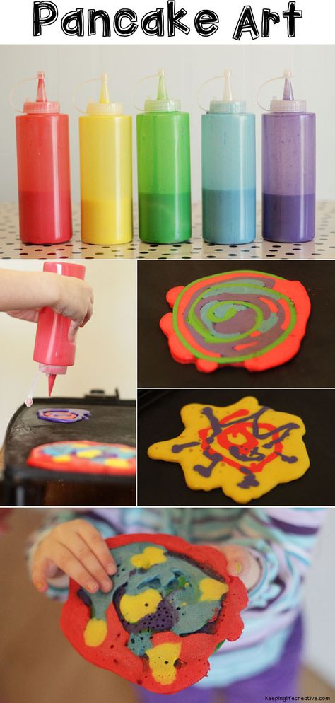 Pancake Art! Such a fun snack as well as art project for kids! Toddler Meals, Pancake Art, Art Project For Kids, Cooking Club, Project For Kids, Baking With Kids, Fun Kids Food, Food Crafts, Kids Snacks