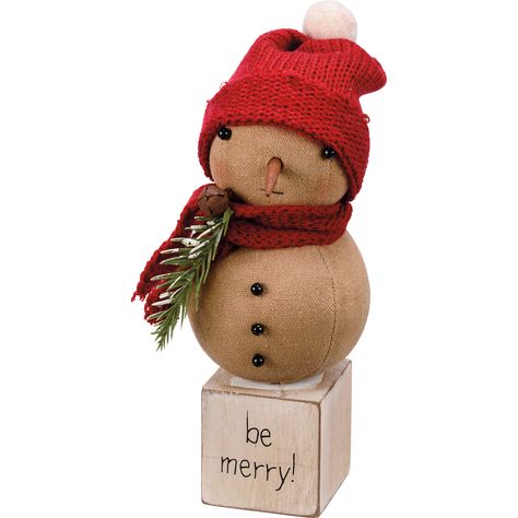 Fabric Snowman, Happy Birthday Bear, Primitive Snowman, Snowman Figurine, Snowmen Patterns, Primitives By Kathy, Be Merry, Hat And Scarf, Indoor Christmas Decorations