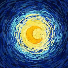 Sky Vector, Blue Drawings, Yellow Moon, Arte Van Gogh, Yellow Sky, Moon Wall Art, Moon Decor, Moon Painting, Sky Painting