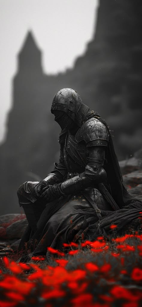 Warrior Aesthetic Wallpaper, Knight Wallpaper Aesthetic, Aesthetic Wallpaper Red And Black, Knight Wallpaper Medieval, Templars Knight, A I Wallpaper, Knights Wallpaper, Academia Iphone Wallpaper, Crusader Wallpaper