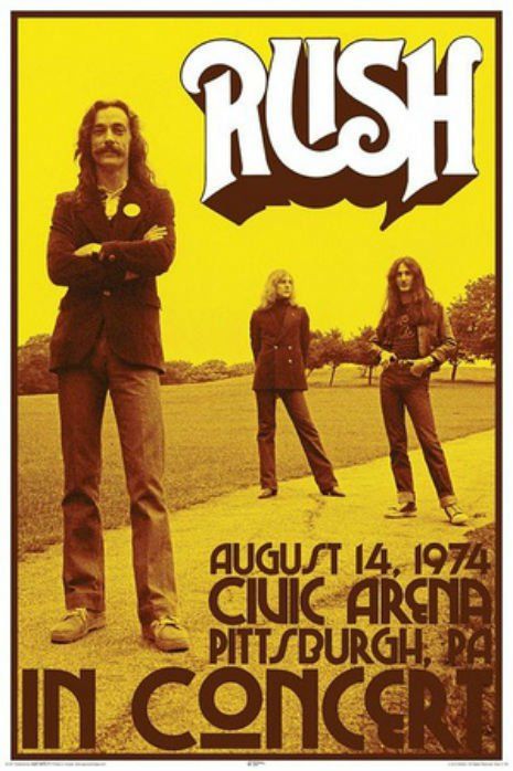 Rush (1974) Pittsburgh Funky Music Poster, Planet Caravan, Rush Poster, Rush Concert, Rush Band, Neil Peart, Music Concert Posters, Vintage Concert Posters, Vintage Music Posters