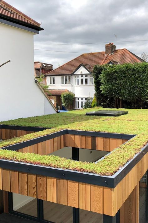 Living Green Roof, Green Roof Design, Green Roof Garden, Green Roof House, Sedum Roof, Green Roof System, Grass Roof, Green Roofs, Roof Extension