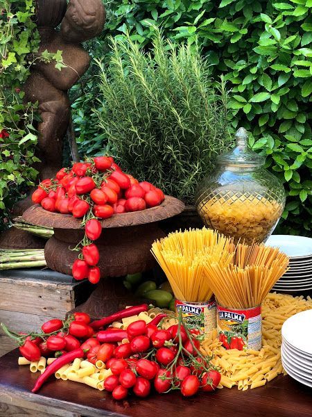 Italian Gala Theme, Italian Dinner Wedding Reception, Pasta Station Wedding Reception, Tuscany Themed Party Decorations, Italian Couples Shower Ideas, Italian Dinner Party Tablescape Tuscan Wedding, Italian Event Decor, Tuscany Table Decor, Italian Buffet Decor