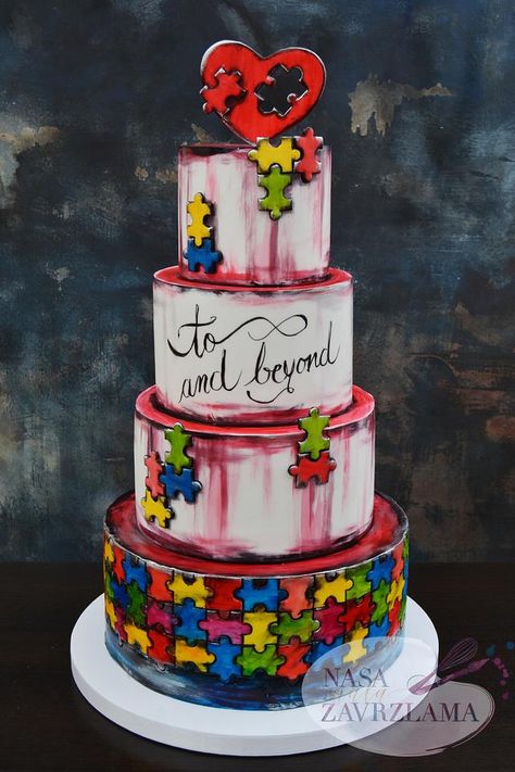 Puzzle Wedding Cake - Cake by Nasa Mala Zavrzlama - CakesDecor Adoption Cake, Puzzle Cake, Puzzle Theme, Puzzle Wedding, Different Wedding Cakes, Wedding Puzzle, Big Cakes, Gorgeous Wedding Cake, Different Cakes