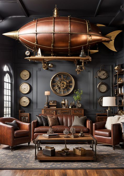 Steampunk Room Ideas, Steampunk Office Decor, Steampunk House Interiors, Steampunk Interior Design, Steampunk Office, Steampunk Rooms, Steampunk Interior, Steampunk Home Decor, Steampunk Furniture