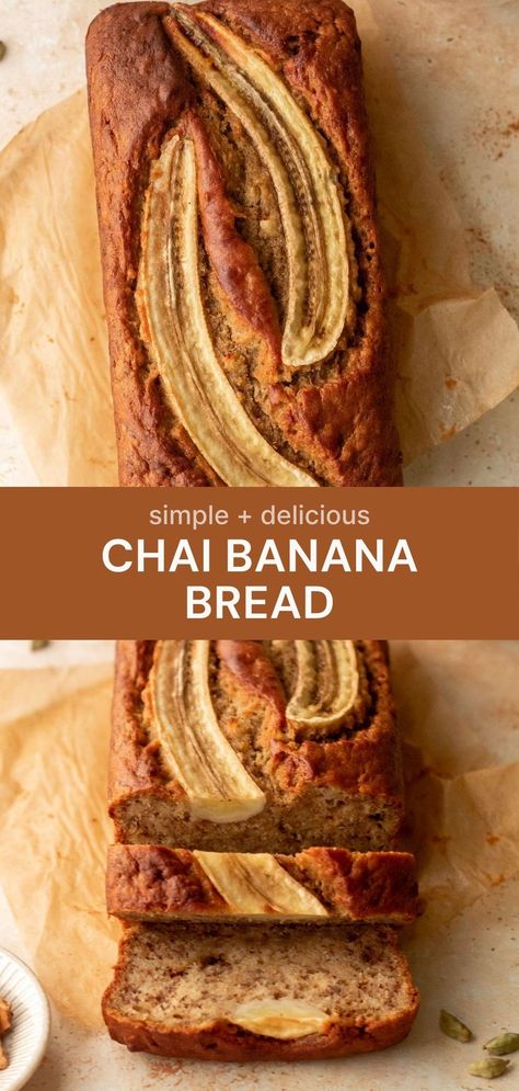 This chai banana bread is soft and moist and features masala chai spices! It’s the perfect cosy recipe to bake this weekend. Spiced Banana Bread Recipe, Chai Banana Bread, Diy Spice Mix, Sweet Banana Bread, Chai Spices, Chai Recipe, Diy Spices, Moist Banana Bread, Vanilla Greek Yogurt