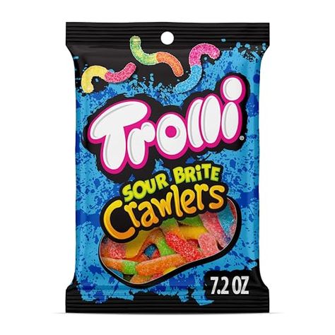 Trolli Sour Brite Crawlers, Trolli Gummies, Trolli Gummy Worms, Starburst Minis, Sour Candies, Sour Gummy Worms, Paper Squishy, Classic Candy, Cherry Candy