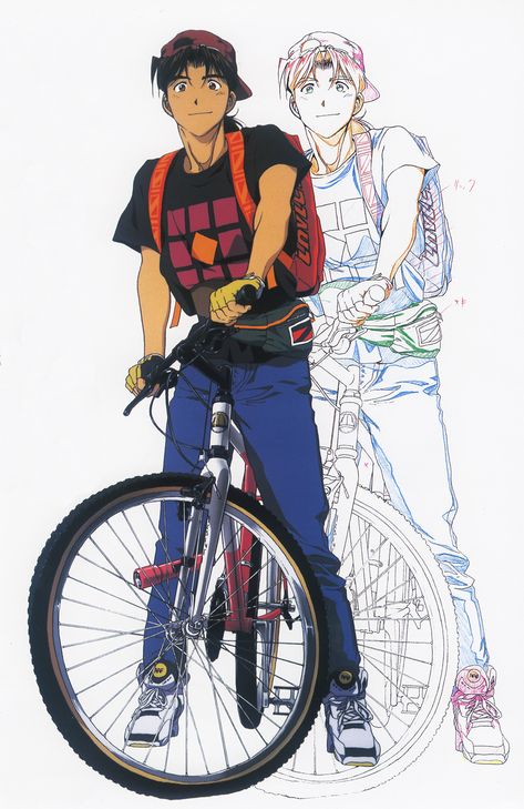 Golden Boy, Old Anime, An Anime, Anime Character, Bicycle, Bike, Anime, White, Art