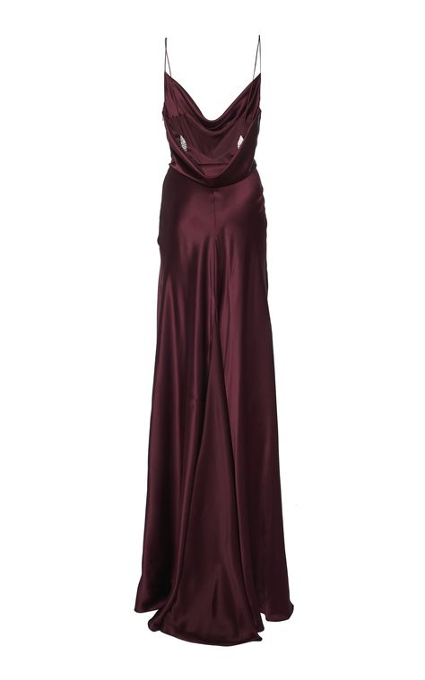 Maroon Dresses, Maroon Dress, Princess Dresses, Silk Gown, Cowl Neckline, Silk Wrap, Black Women Fashion, Gorgeous Gowns, Fancy Dresses