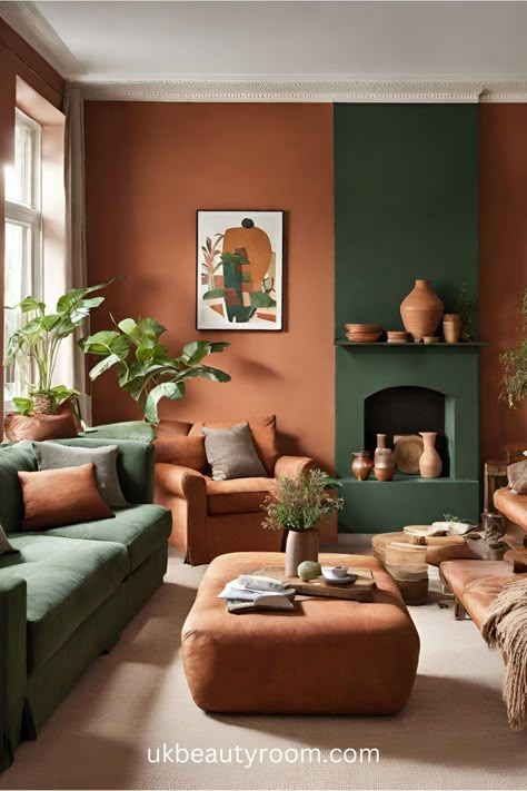 Terracotta Living Room, Large Living Room Layout, Living Room Wall Color, Living Room Themes, Casa Country, Cozy Nooks, Living Room Color Schemes, Colourful Living Room, Small Living Room Ideas