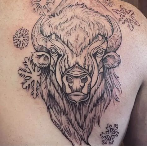 50 Beautiful Bison Tattoo Designs With Meanings For Animal Lovers - Tattoo Twist Bison Tattoo Ideas For Women, White Buffalo Tattoo, Bison Head Tattoo, Buffalo Tattoo Feminine, Buffalo Head Tattoo, Bison Tattoo Ideas, Bison Skull Tattoo, Buffalo Tattoo Ideas, Buffalo Tattoos