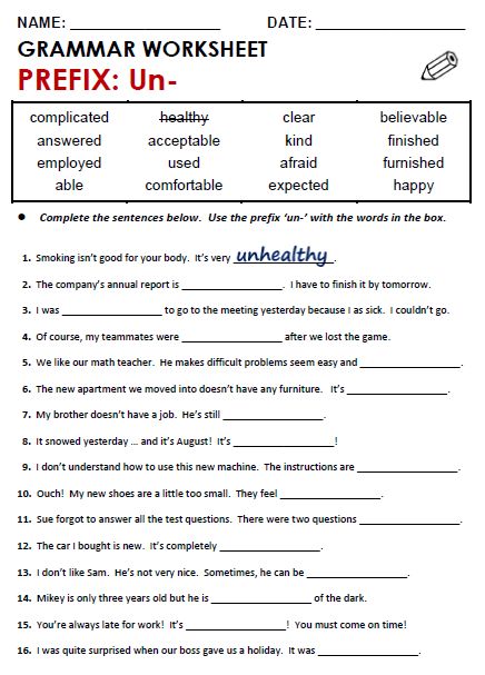 Prefix: Un- - All Things Grammar Prefix Un, Prefix Worksheet, Teaching Reading Skills, Suffixes Worksheets, Esl Grammar, English Grammar For Kids, Reading Comprehension Lessons, English Worksheet, English Exercises