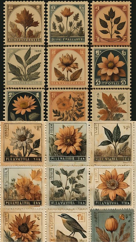 A digital illustration of collage of vintage floral postage stamps phone wallpaper by dusk 🌙 
Could also be used as a graphic resource.
#phonewallpaper #vintage #floral Pastel, Vintage Flower Stamps, Vintage Postcard Aesthetic, Stamps Aesthetic, Wallpaper Stamp, Stamps Illustration, Tramp Stamps, Aesthetic Photo Collage, Flower Board