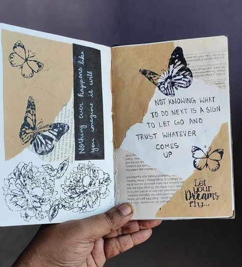 Dairy Design Book Art Journals, Art Sketchbook Quotes, Journal Ideas Butterfly, Journal Cover Ideas Decorating Aesthetic, Journal Cover Inspo Aesthetic, Journal 1st Page, Sketch Book Cover Ideas Aesthetic, Journal Cover Ideas Decorating, Art Journal Quotes