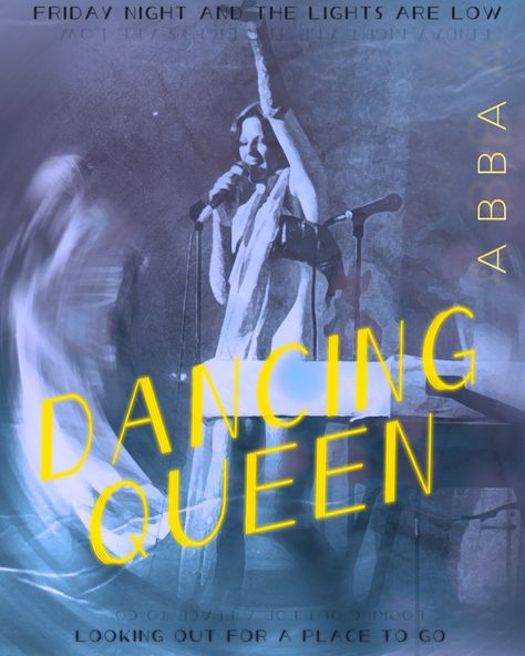 Poster ABBA Dancing Queen Abba Poster, Abba Lyrics, Song Posters, Queen Poster, Music Cover, Lyric Poster, Blue Poster, Picture Collage Wall, Collage Wall