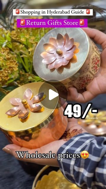 86K views · 1.7K likes | HYDERABAD FOOD BLOGGER | Priya Trips and Tastes on Instagram: "Follow @priyatripsntastes GET for 49/- only   🚨Return Gifts at 49/-🚨onwards in 📍Begum Bazaar, Hyderabad  This store has over 1000s of return gifts made of copper, Brass, Steel, Aluminium etc which are perfect and affordable options for wedding gifts, engagement gifts, house warming gifts or any kind of event.  . . Address and location at the end of reel ❤️  🎁follow @nutristar.global get flat 40/- off 🎁 weddings gifts , housewarming gifts,engagement gift any sort of return gift at very wholesale price.  🎁hotelware, dinner sets of brass ,copper and German silver at 30 to 70% off✨  Follow @priyatripsntastes for updates  Follow @priyatripsntastes for updates  Follow @priyatripsntastes for updates   Wa Brass Return Gifts Indian, Cute Return Gift Ideas, Indian Traditional Return Gifts, Srimantham Return Gifts Indian, Gruhapravesam Gift Ideas, Ganpati Return Gift Ideas, Gruhapravesam Return Gifts, Naming Ceremony Laddu Boxes, Unique Return Gifts For Wedding