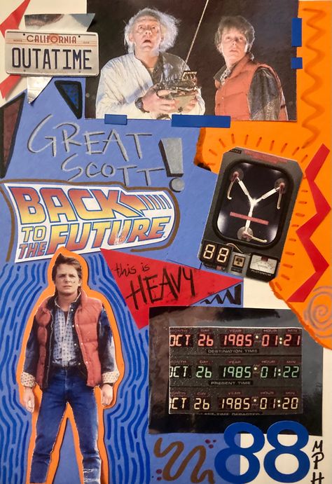 #backtothefuture #martymcfly #80s #movieposter #eighties #moviereview #collage #photos #scrapbooking #scrapbook #art Film Scrapbook Ideas, 80s Scrapbook Ideas, Movie Scrapbook Ideas, 80s Sketchbook, 80s Scrapbook, Bullet Journal Films, Movies Collage, Tv Journal, Movie Scrapbook