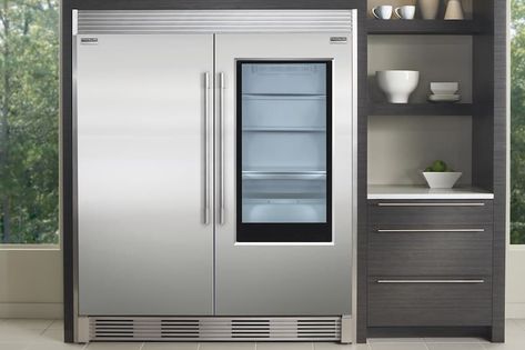 Frigidaire Professional 19 Cu. Ft. Glass Single-Door Refrigerator Stainless Steel-FPGU19F8TF Commercial Glass Doors, Glass Door Fridge, Cantilever Shelf, Frigidaire Professional, Door Fridge, Grey Doors, Stainless Steel Refrigerator, Door Glass Design, Door Decor Ideas